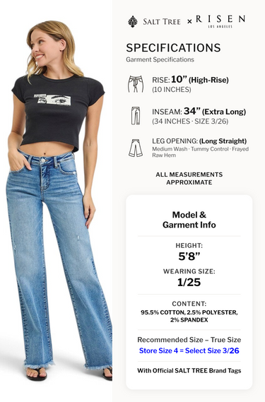 Risen Jeans - Tummy Control High Rise Long Straight Jeans (34" Inseam) - PS21108