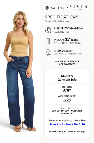 Risen Jeans - Mid Rise Wide Baggy Jeans (31" Inseam) - PW21288