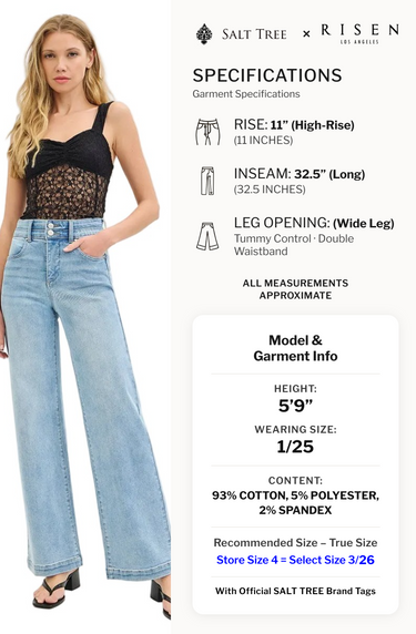 Risen Jeans - Tummy Control High Rise Wide Double Waist Jeans (32.5" Inseam) - RDP5919