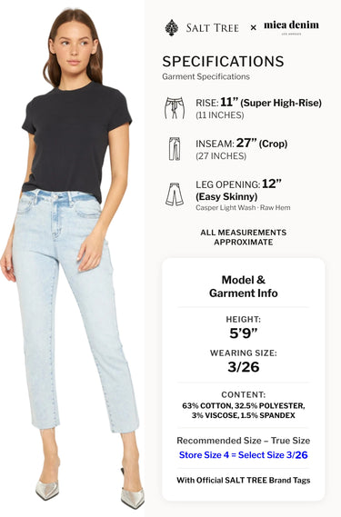 Mica Denim - Super High Rise Raw Hem Easy Skinny Jeans (Inseam 27") - MDP-S3495