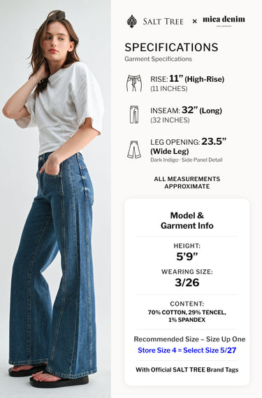 Mica Denim - High-Rise Wide-Leg Side Panel Tummy Tuck Jeans (32" Inseam) - MTT-W3680DK