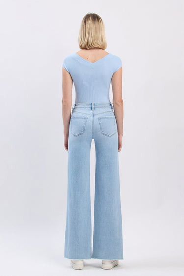 Vervet - High Rise Raw Hem Wide Leg Jeans (33" Inseam) - T6688