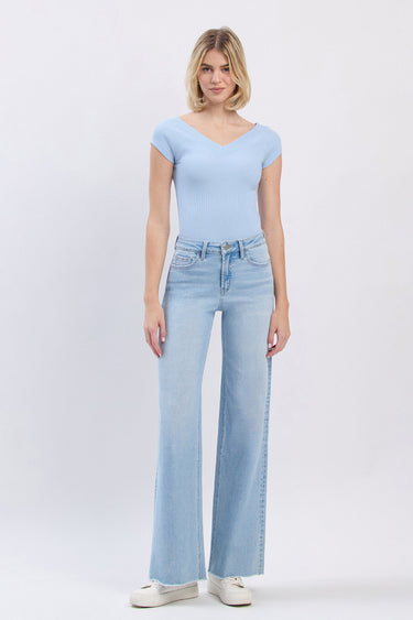 Vervet - High Rise Raw Hem Wide Leg Jeans (33" Inseam) - T6688