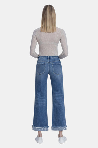 Vervet - Mid Rise Distressed Cuffed Slim Wide Leg Jeans (28" Inseam) - T7245