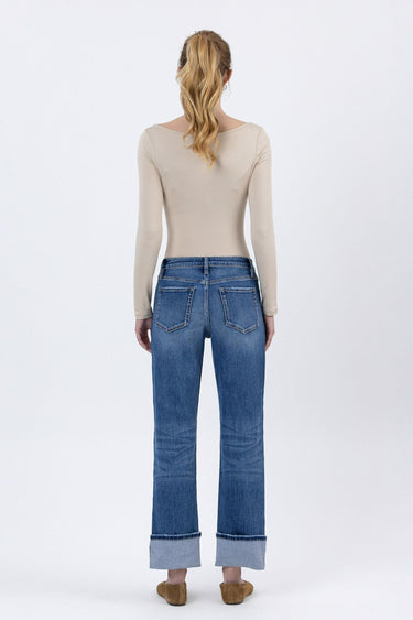 Vervet - High Rise Ankle Straight Jeans with 4" Single Cuff (28" Inseam) - LV1608-SaltTree