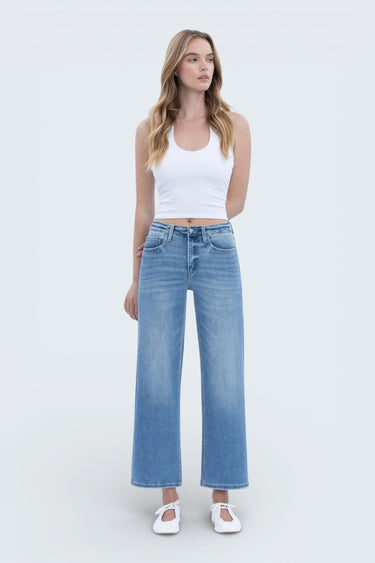 Vervet - High Rise Crop Wide Leg Tummy Control Jeans (26.5" Inseam) - LV1359-SaltTree