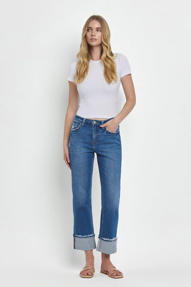 Vervet - High-Rise Cuffed Straight Jeans (27" Inseam) - T6600-SaltTree