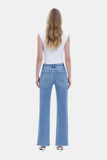 Vervet - High Rise Distressed Hem Slim Wide Jeans (30" Inseam) - LV1998-SaltTree