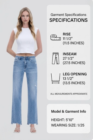 Vervet - High Rise Distressed Hem Slim Wide Jeans (30" Inseam) - LV1998-SaltTree