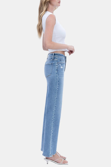 Vervet - High Rise Distressed Hem Slim Wide Jeans (30" Inseam) - LV1998-SaltTree
