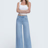 Vervet - High Rise Light Wash Raw Hem Ankle Wide Jeans (28" Inseam) - LV1918-SaltTree