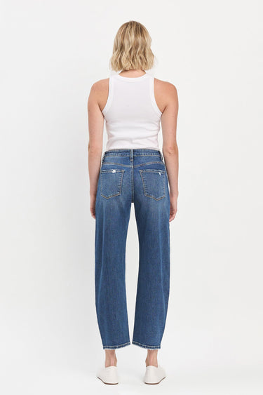 Vervet - High-Rise Medium Dark Wash Ankle Barrel Jeans (28" Inseam) - LV1440-SaltTree