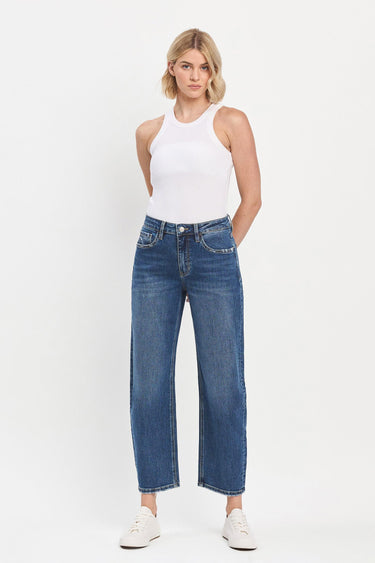 Vervet - High-Rise Medium Dark Wash Ankle Barrel Jeans (28" Inseam) - LV1440-SaltTree