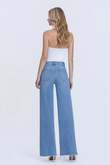 Vervet - High Rise Medium Wash Frayed Hem Wide Leg Jeans (32" Inseam) - LV1682-SaltTree