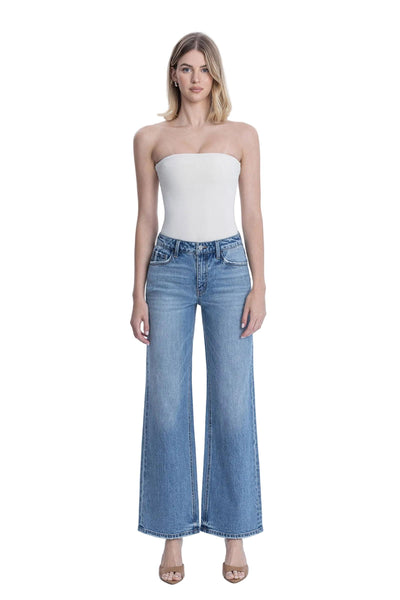 Vervet High Rise Distressed Stretch Wide Leg Jeans Women | Salt