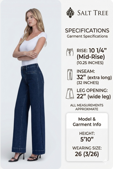 Vervet - High Rise Wide Leg Front Welt Pocket Trouser Jeans (32" Inseam) - T7206-SaltTree