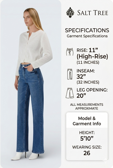 Vervet - High Rise Wide Leg Tummy Control Minimal Distressed Jeans (32" Inseam) - LV1444-SaltTree