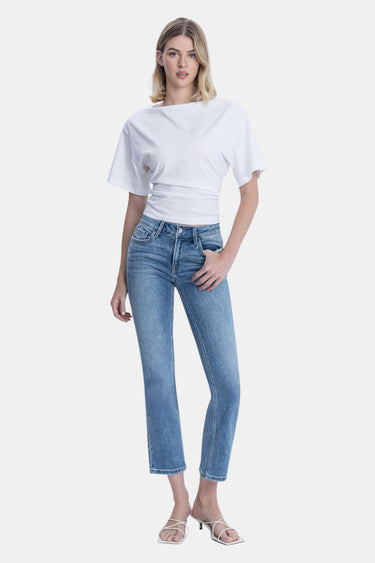 Vervet - Mid Rise Ankle Slim Straight Medium Wash Jeans (27" Inseam) - T7120