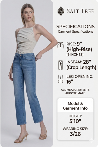 Vervet - Mid Rise Ankle Straight Medium Dark Wash Jeans (28" Inseam) - LV2170
