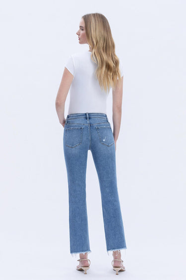 Vervet - Mid-Rise Medium Wash Raw Hem Crop Straight Jeans (27" Inseam) - V2750N-SaltTree