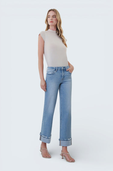 Vervet - Mid Rise Slim Wide Cuffed Distressed Jeans (28" Inseam) - LV2181-SaltTree