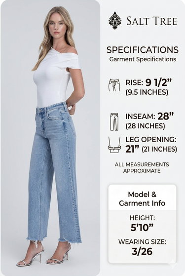 Vervet - Mid Rise Wide Leg Frayed Hem Jeans (28" Inseam) - T7279-SaltTree
