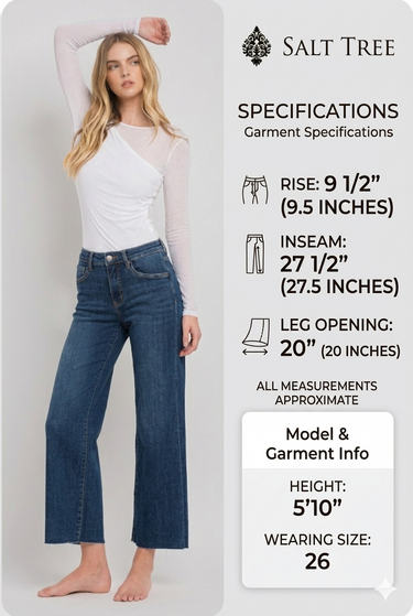 Vervet - Tummy Control Mid Rise Dark Wash Wide Leg Jeans (27.5" Inseam) - LV1311-SaltTree