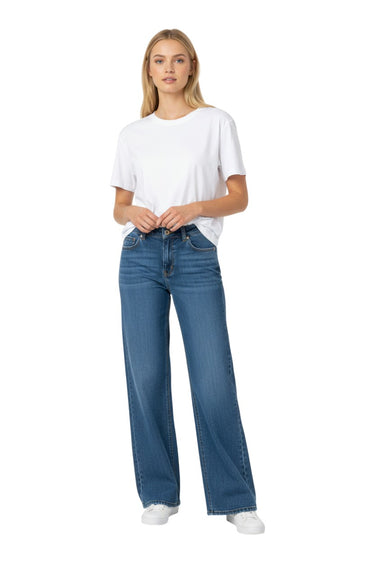 Wax Jean - Y2K Style Low Rise Wide Leg Jeans in Soft Lyocell Blend (31.5" Inseam) - 90418-SaltTree