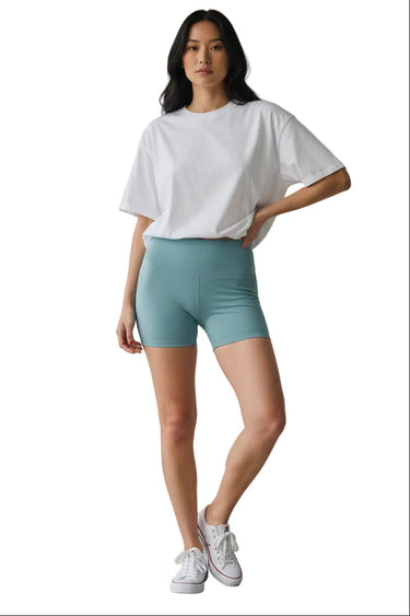 Zenana - Brushed Microfiber Wide Waistband Biker Short - MP-9064Y-SaltTree