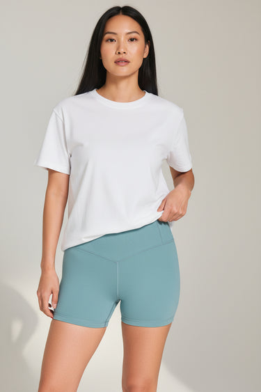 Zenana - Brushed Microfiber Wide Waistband Biker Short - MP-9064Y-SaltTree