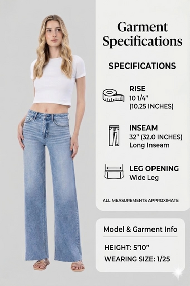 Flying Monkey - High Rise Wide Leg Lightly Distressed Raw Hem Jeans (32" Inseam) - F6320-SaltTree