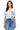 SaltTree American Bazi cropped baseball jersey in white with blue pinstripes, rhinestone LA patch, and side ties.