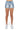 SaltTree American Bazi light blue denim cargo shorts featuring pearl embellishments and a slim mini-length fit.