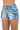 SaltTree American Bazi light blue denim cargo shorts featuring scattered pearl embellishments and a high-waisted fit.