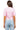 SaltTree American Bazi pink pinstriped cropped baseball jersey seen from the back on a model