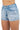 SaltTree American Bazi medium blue wash denim shorts featuring a high-waisted fit and scattered rhinestone star motifs.