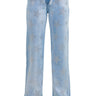 SaltTree American Bazi light blue wide leg jeans featuring scattered star-shaped rhinestone embellishments