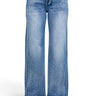 SaltTree American Bazi medium blue wash wide leg jeans featuring scattered rhinestone trim and button waist closure