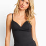 SaltTree ANWND black camisole top with sweetheart neckline, adjustable straps, and built-in molded bra cups on a model