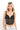 SaltTree ANWND black floral lace corset tank top with V-neckline and adjustable straps worn by a blonde model
