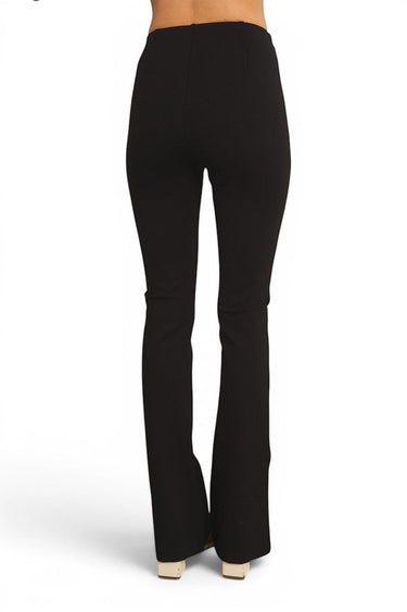 SaltTree ANWND black high-waisted ponte flare pants viewed from the back on a model