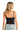 SaltTree ANWND black ribbed bodysuit with adjustable straps seen from the back on a blonde model