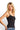 SaltTree ANWND black double-layered cami top with a square neckline and thin straps worn by a blonde model