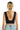 SaltTree ANWND black ribbed sleeveless crop top with a low back design worn by a model with blonde hair