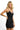 SaltTree ANWND black ribbed mini dress with deep V-notch neckline and cami straps worn by a blonde model