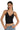 Model wearing SaltTree ANWND black ribbed cropped camisole with a low V-neckline and adjustable spaghetti straps.
