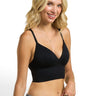 SaltTree model wearing a black ANWND seamless deep V-neck crop bralette with adjustable straps and molded cups.