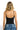 SaltTree ANWND black seamless cami top with spaghetti straps worn by a model, back view
