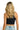 SaltTree ANWND black seamless high neck crop top worn by a blonde model, back view.
