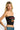 SaltTree model wearing a black ANWND strapless tube top with Dolce Vita Italian Market and strawberry graphic print